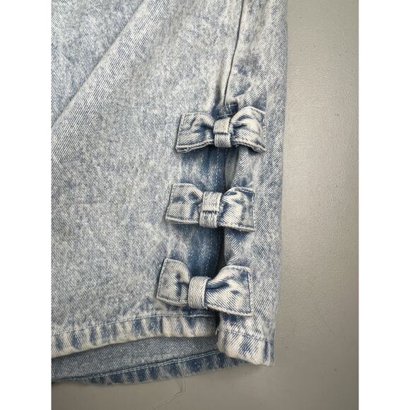 Vintage Stefano 80s Bows Acid Wash Jean Shorts High Rise Women’s Tag Size 18 - Picture 3 of 10